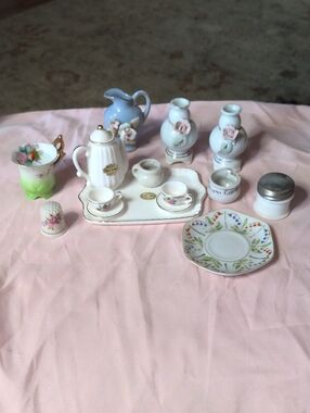 Miniature Japan Porcelain Tea Set with Floral Accents And Other Japanese Porcela